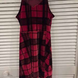 Red Plaid Sleeveless Girl's Dress